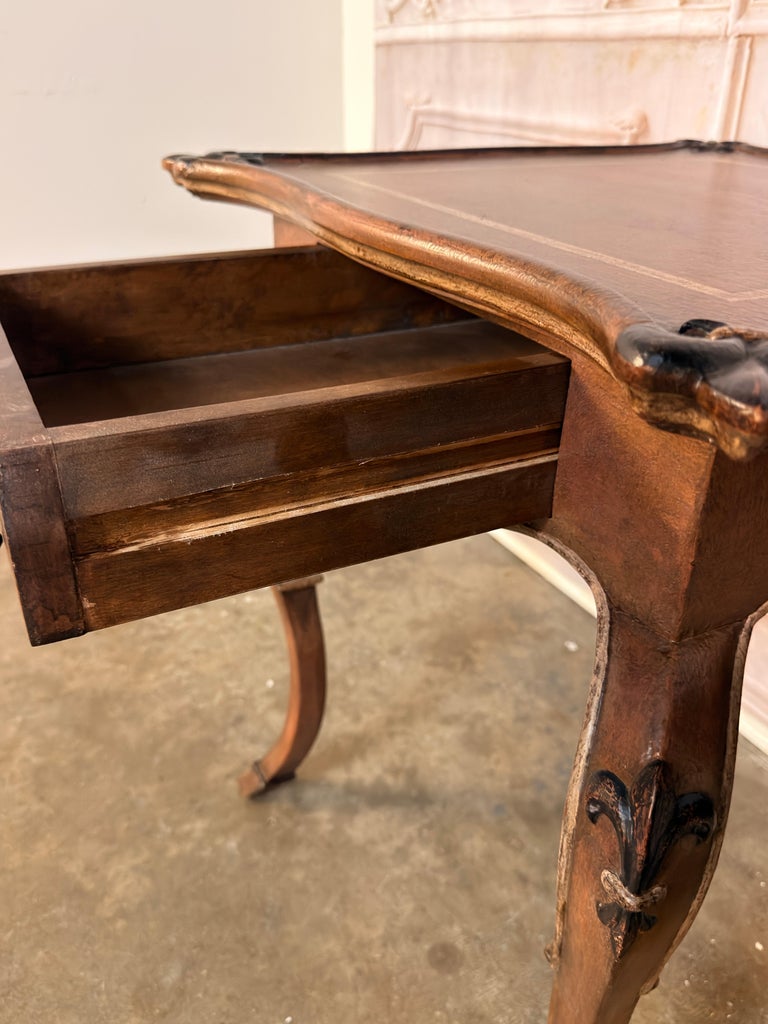 Pair of French Louis XV Faux-Leather Painted Side Tables