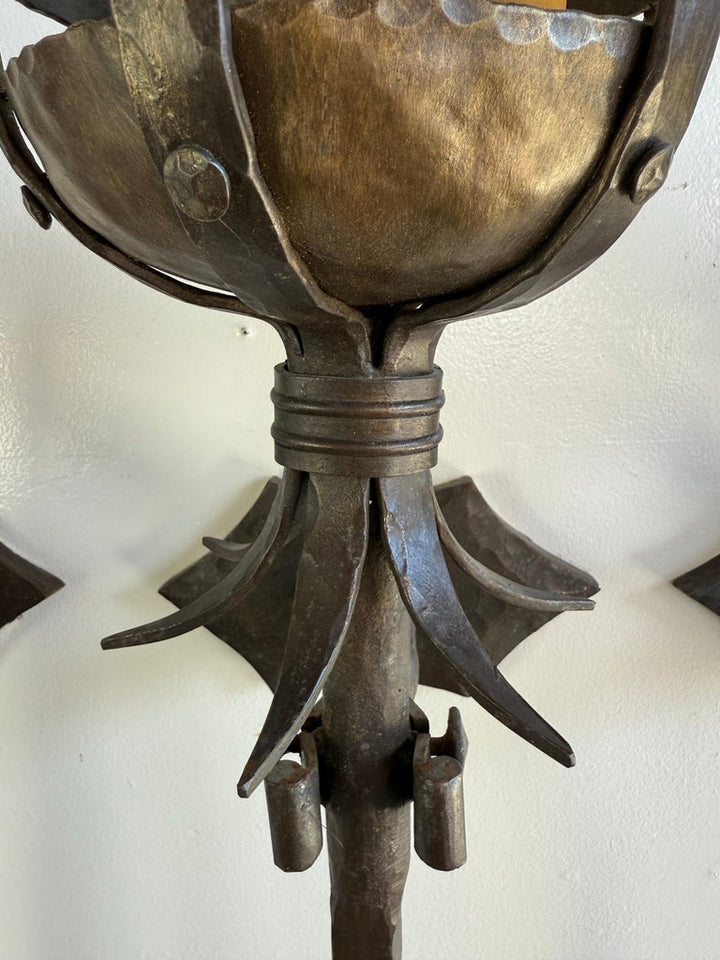 Set of Five Spanish Wrought Iron Sconces