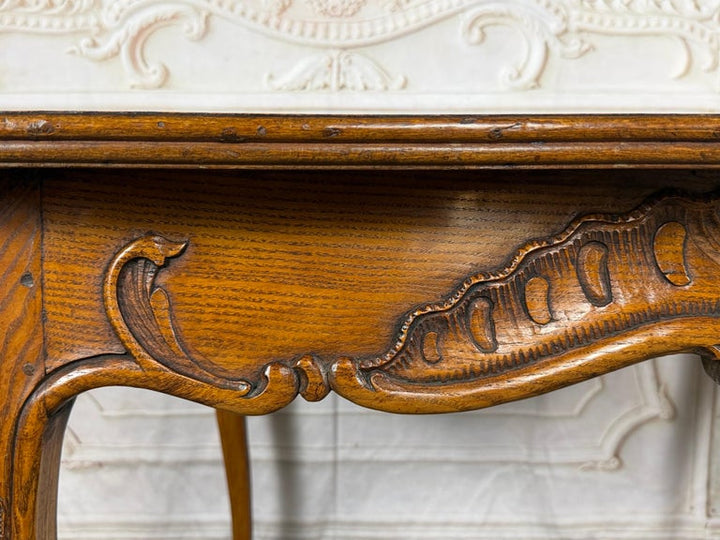 Antique French Louis XV Coffee Table, Solid Oak, Circa 1890