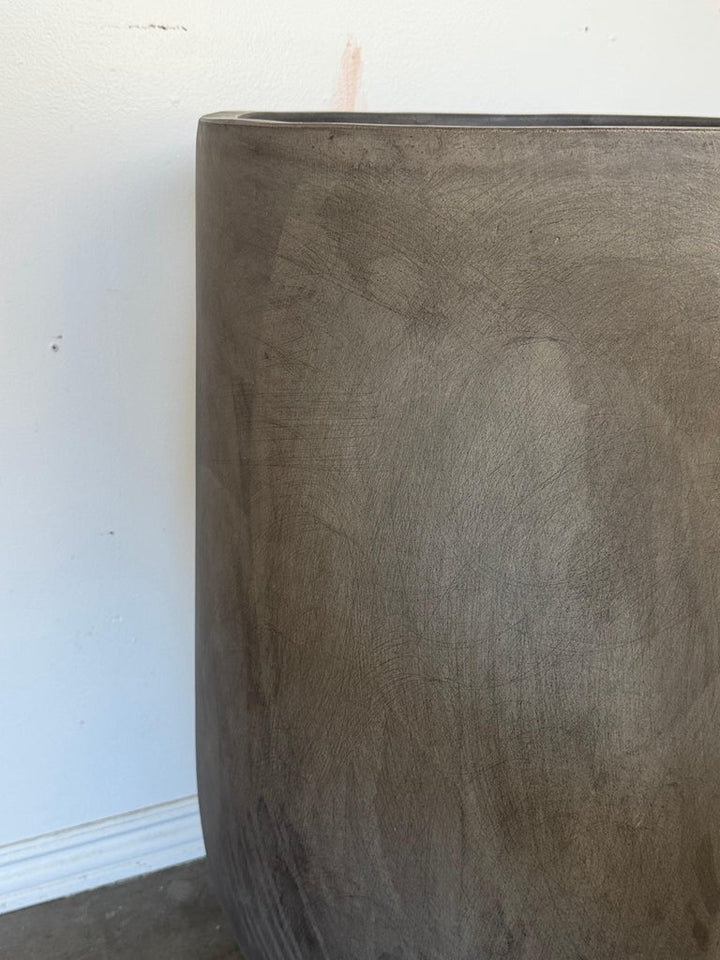 Pair of Monumental Tall Cylinder Planters - Dark Slate Gray pots