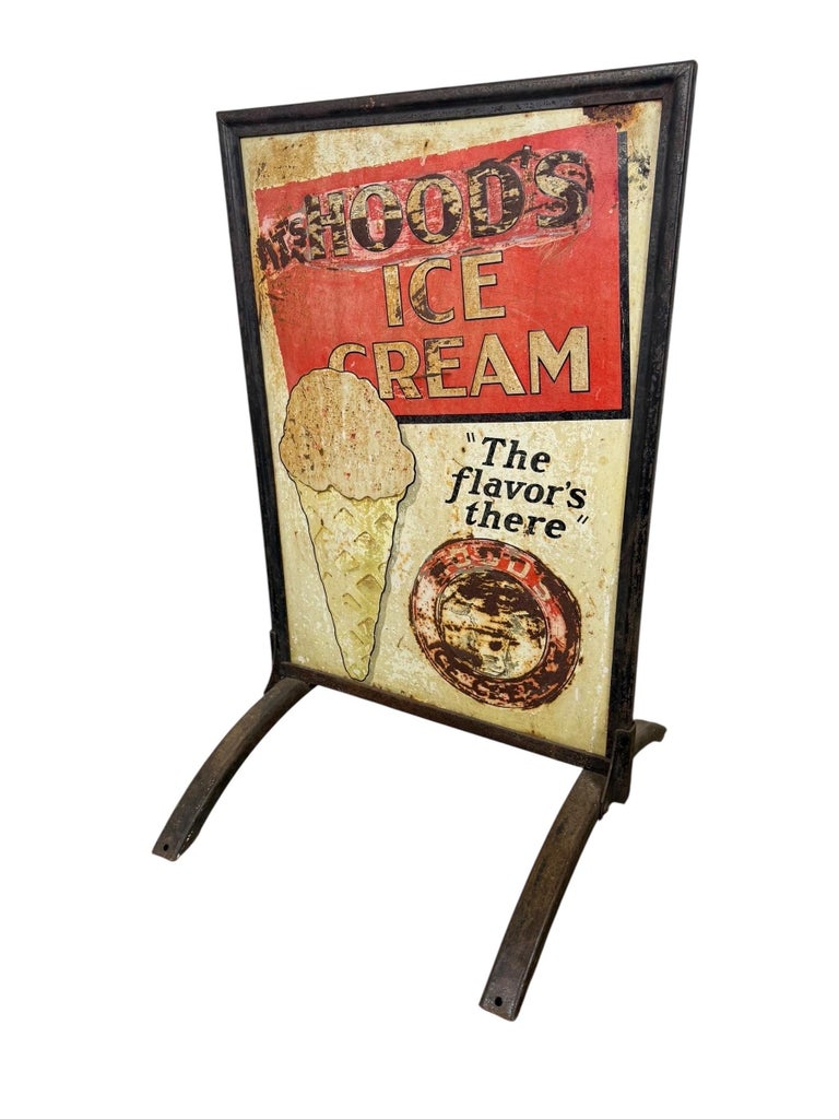 Vintage Two-Sided Hood’s Ice Cream Advertising Sign