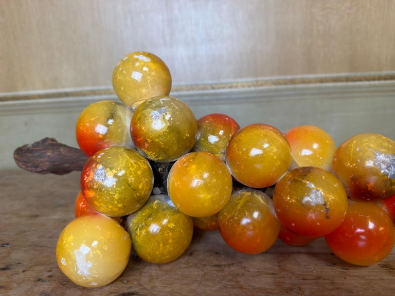 Large Vintage Italian Alabaster Grape Cluster Sculpture