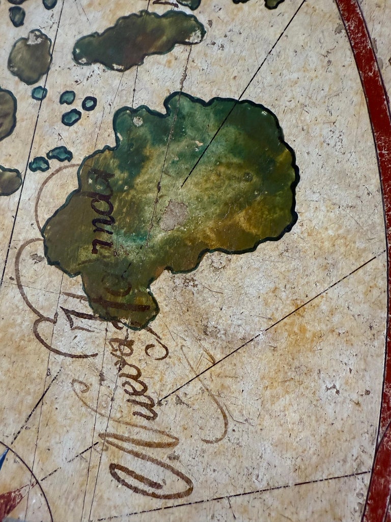 Hand-Painted Italian Map Center Table, circa 1940s
