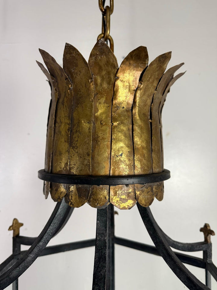 Antique Spanish Revival Hexagonal Crown Lantern-Pair Available