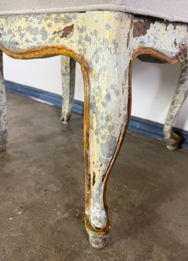 Set of 8 Distressed French Louis XV Style Dining Chairs with Cane Backs