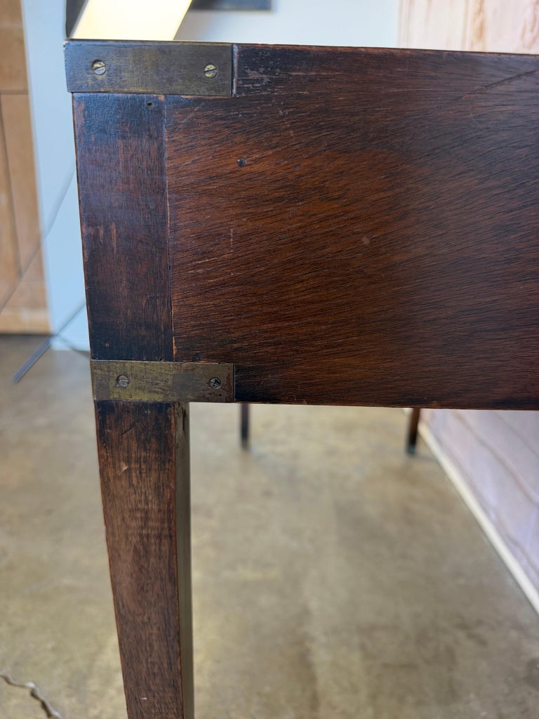 Antique English Campaign Console Desk - 3 Drawer Military Writing Table