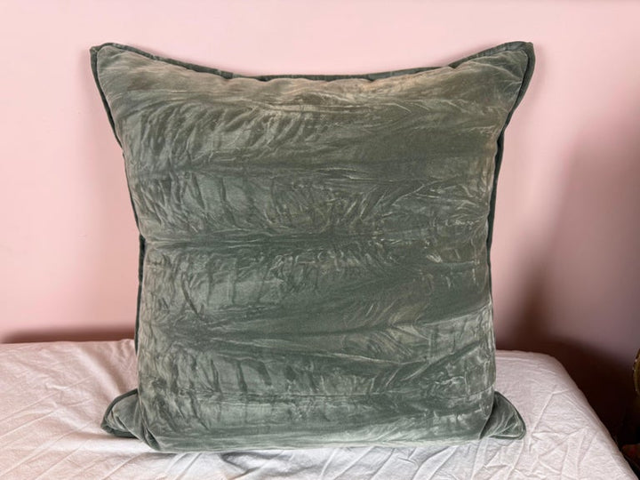 Stenciled Nomi Blue Velvet Pillow
