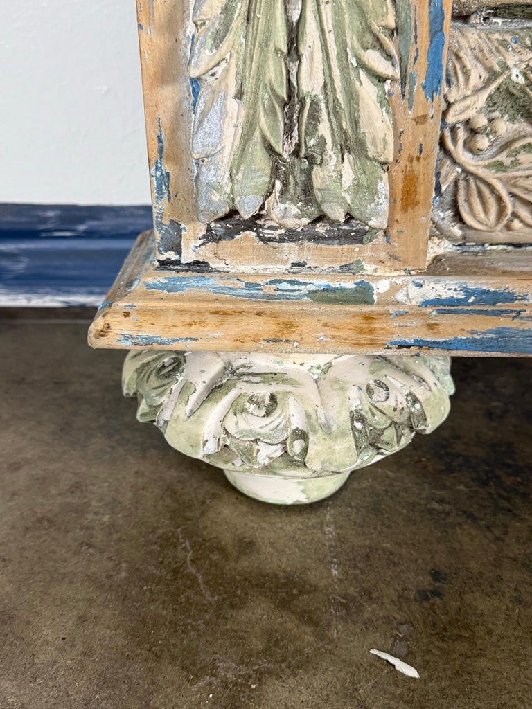 Large 19th Century French Neoclassical Trumeau Mirror with Aged Painted Finish