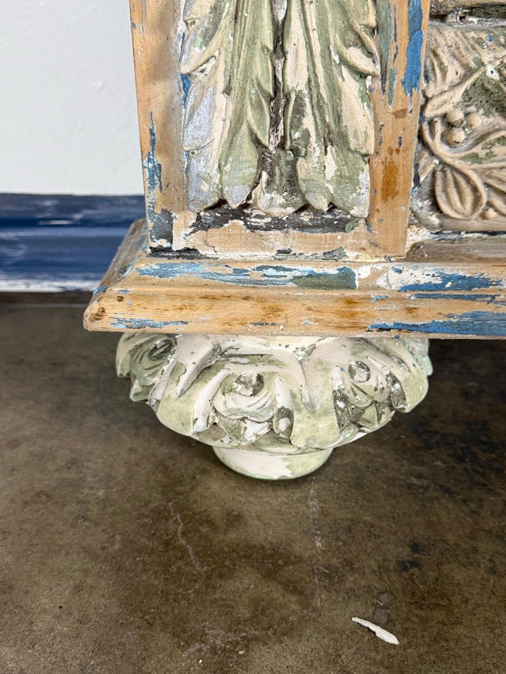 Large 19th Century French Neoclassical Trumeau Mirror with Aged Painted Finish