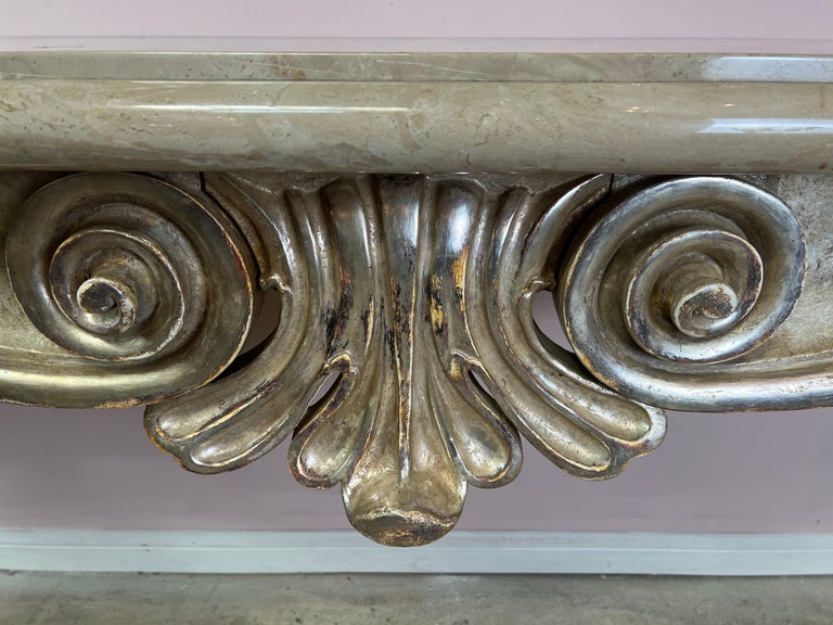 French Style Painted & Parcel Gilt Console