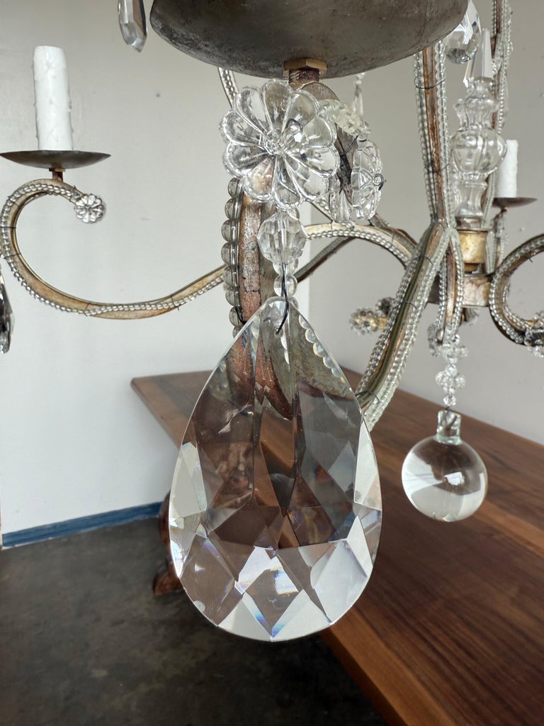 Italian Crystal Beaded Chandelier, Mid-20th Century