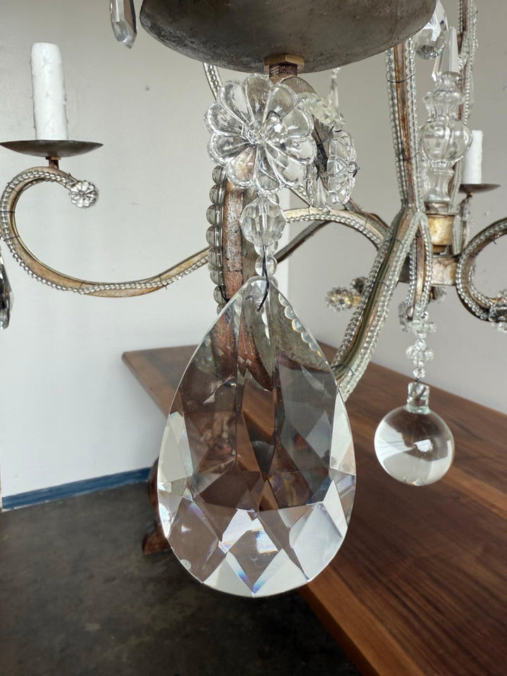 Italian Crystal Beaded Chandelier, Mid-20th Century