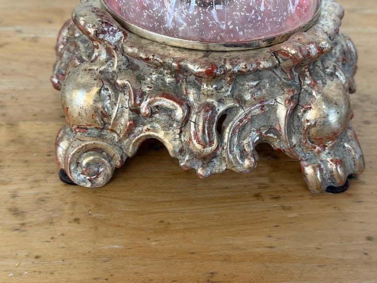 Pair of Murano Pink Bullicante Glass Table Lamps - Barovier &amp; Toso Style