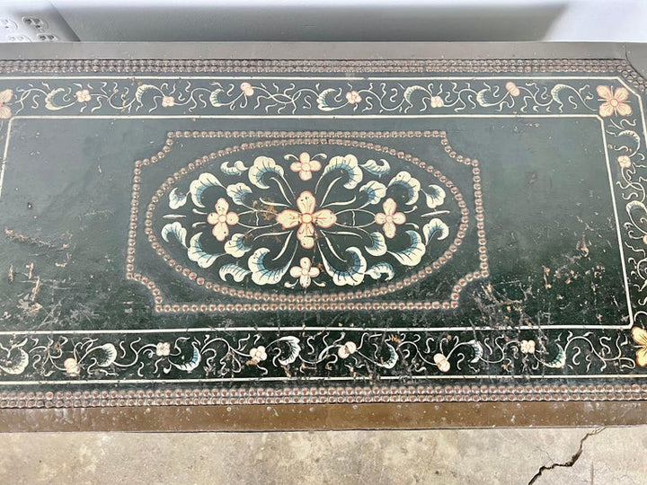 19th Century Hand Painted Leather Trunk