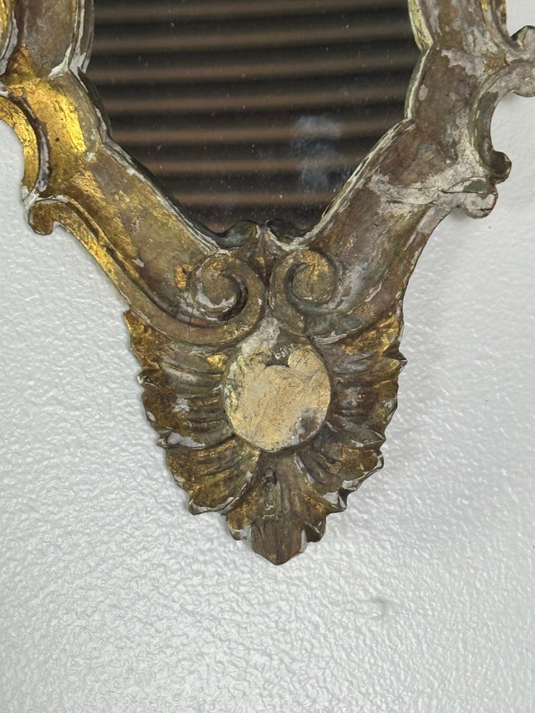 Antique Italian Rococo Giltwood Wall Mirror, Early 19th Century