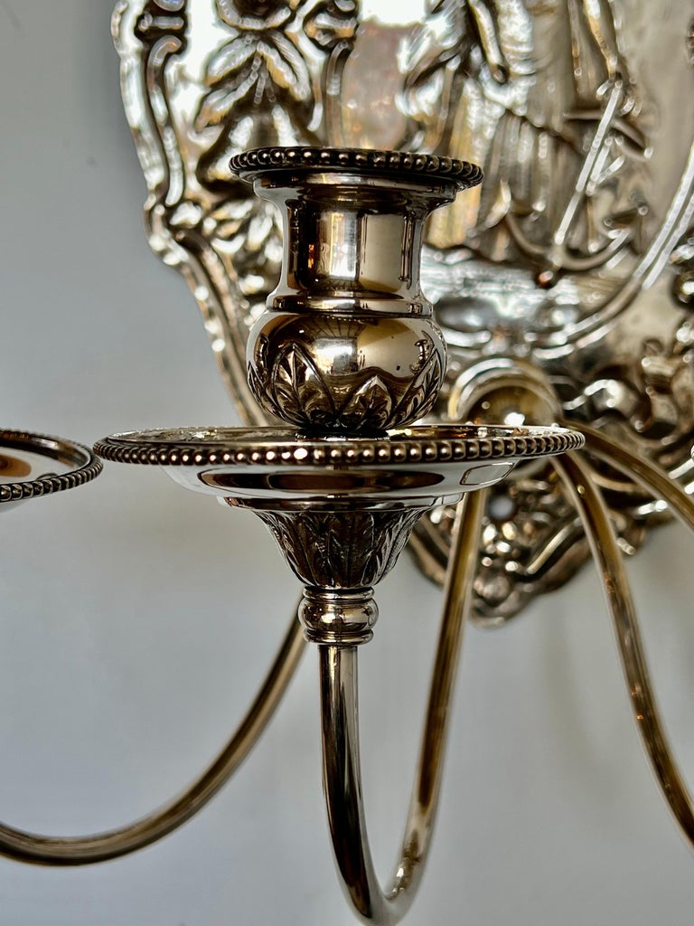 Pair of 19th C. English Silvered Sconces