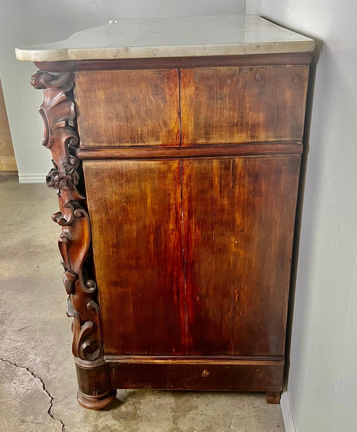 19th Century English Feathered Mahogany '4' Drawer Commode