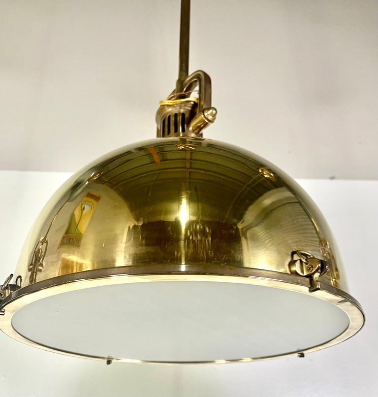 Set of Three Monumental Brass Domed Shaped Pendants