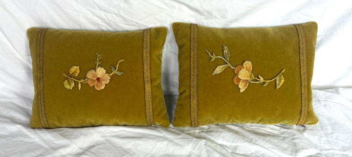 Pair of Custom Appliqued Pillows by MLA