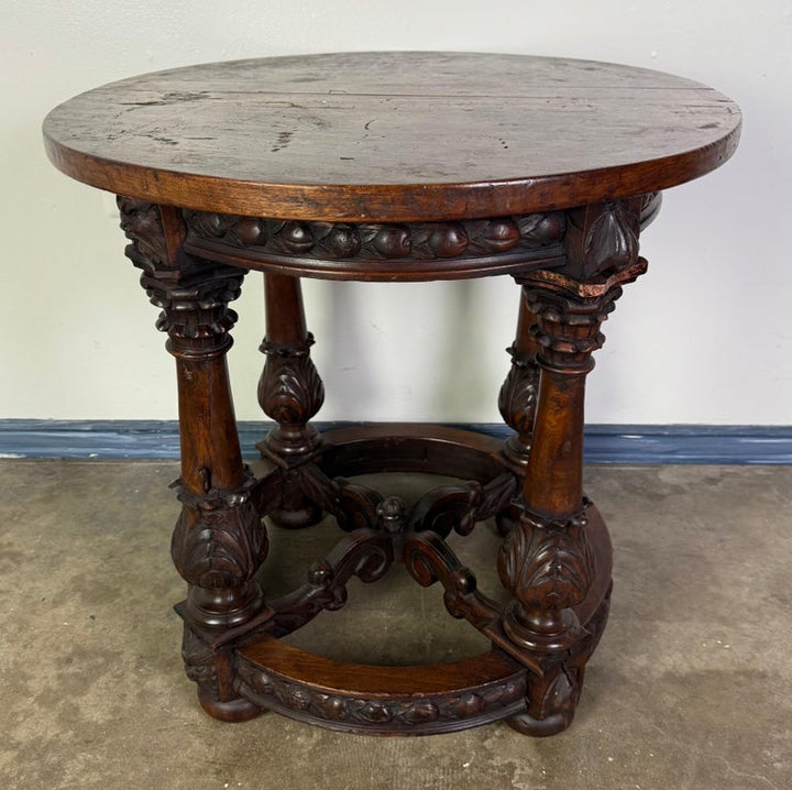 19th Century Italian Renaissance Revival Carved Walnut Table