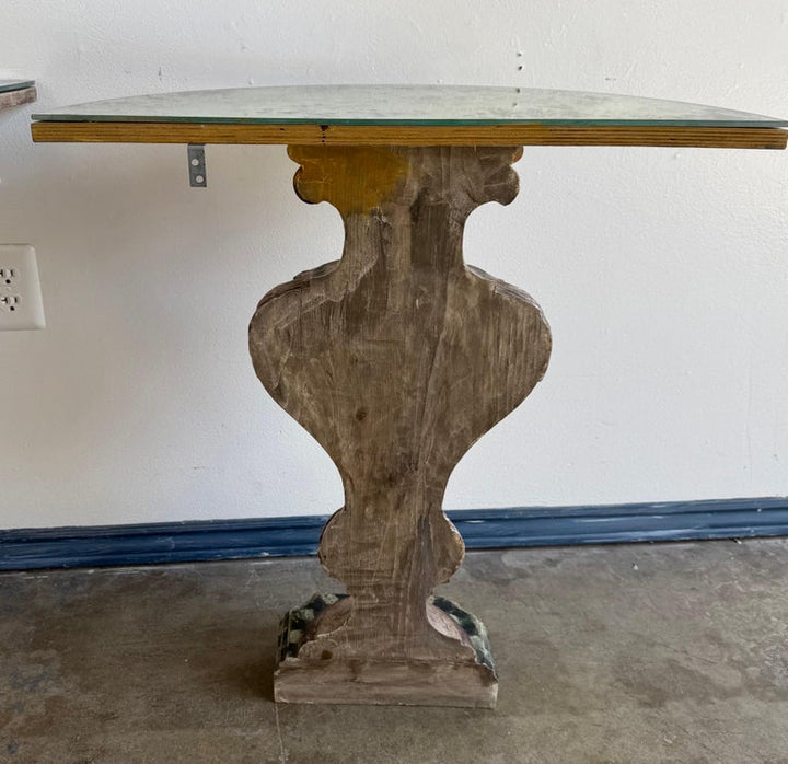 Pair of Italian Baroque Style Silver-Gilt Console Tables with Mirrored Tops