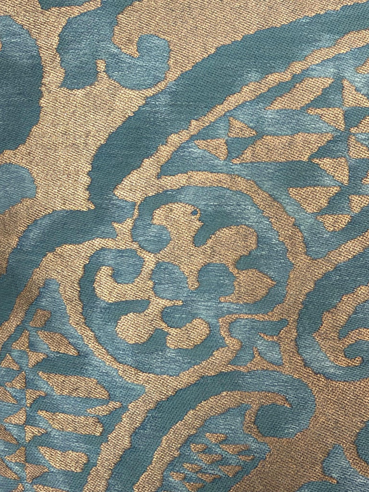 Authentic Fortuny Aquamarine Velvet &amp; Gold Pillows, Italy, 21st Century