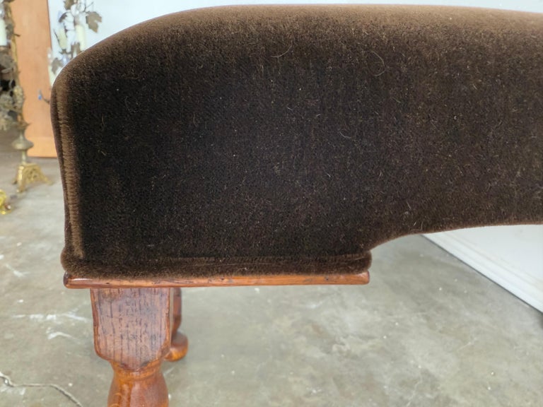 Traditional Brown Mohair Bench-20th Century