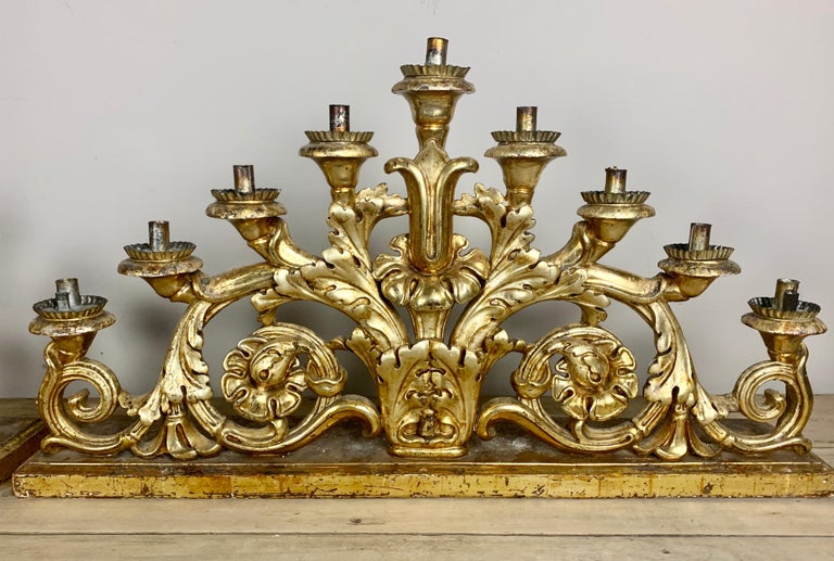 Pair of 19th Century Italian Giltwood Candleholders