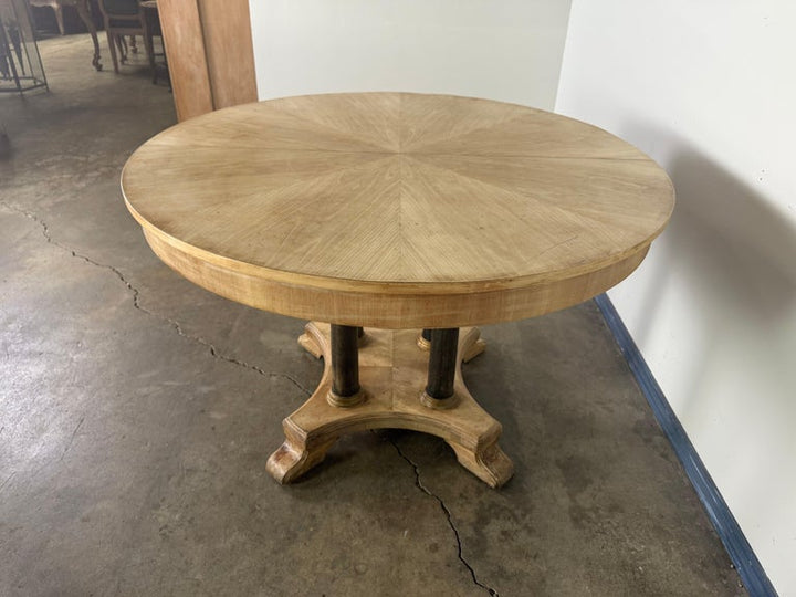 Vintage Expandable Round-to-Oval Dining Table with Pedestal Base