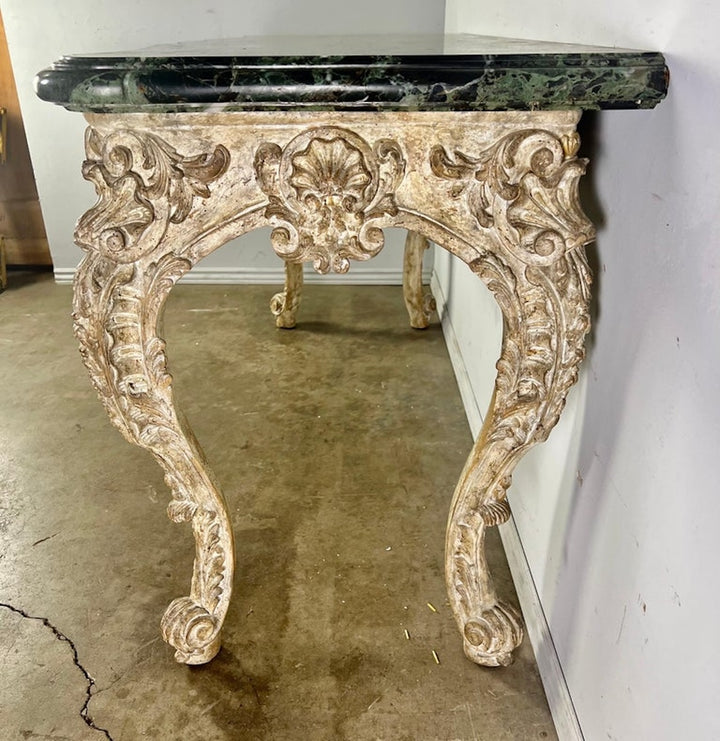 French Carved Louis XV Style Console with Marble Top