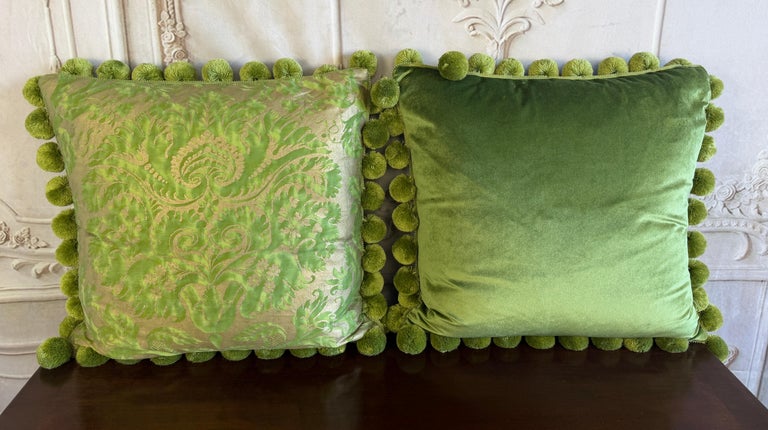 Pair of Custom Venetian Mariano Fortuny Damask Pillows