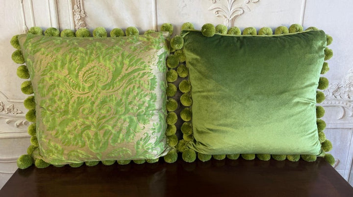 Pair of Custom Venetian Mariano Fortuny Damask Pillows