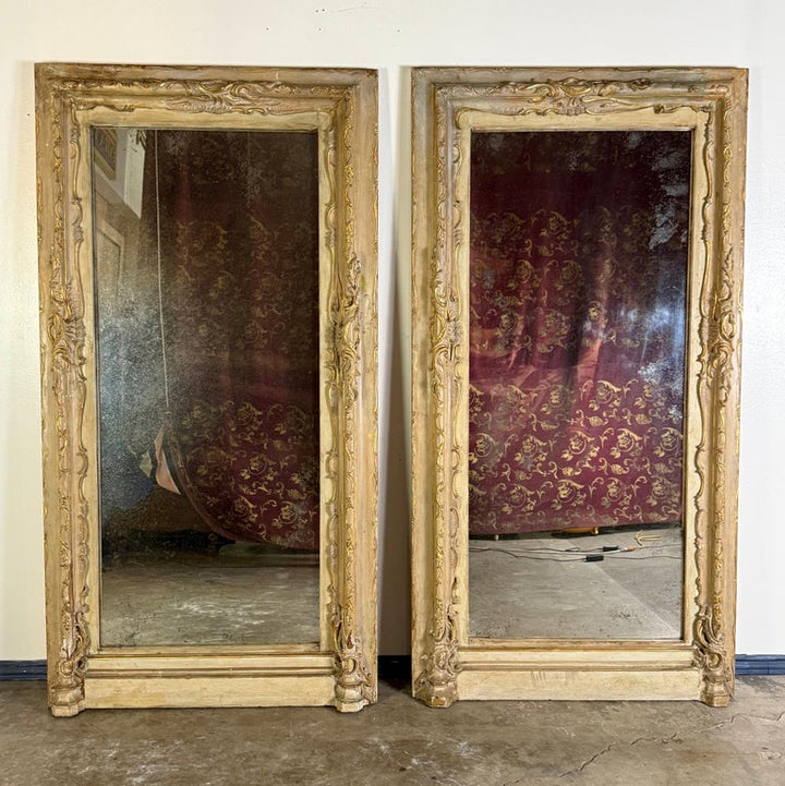 Pair of 19th C. Italian Door Surrounds w/ Antique Mirror