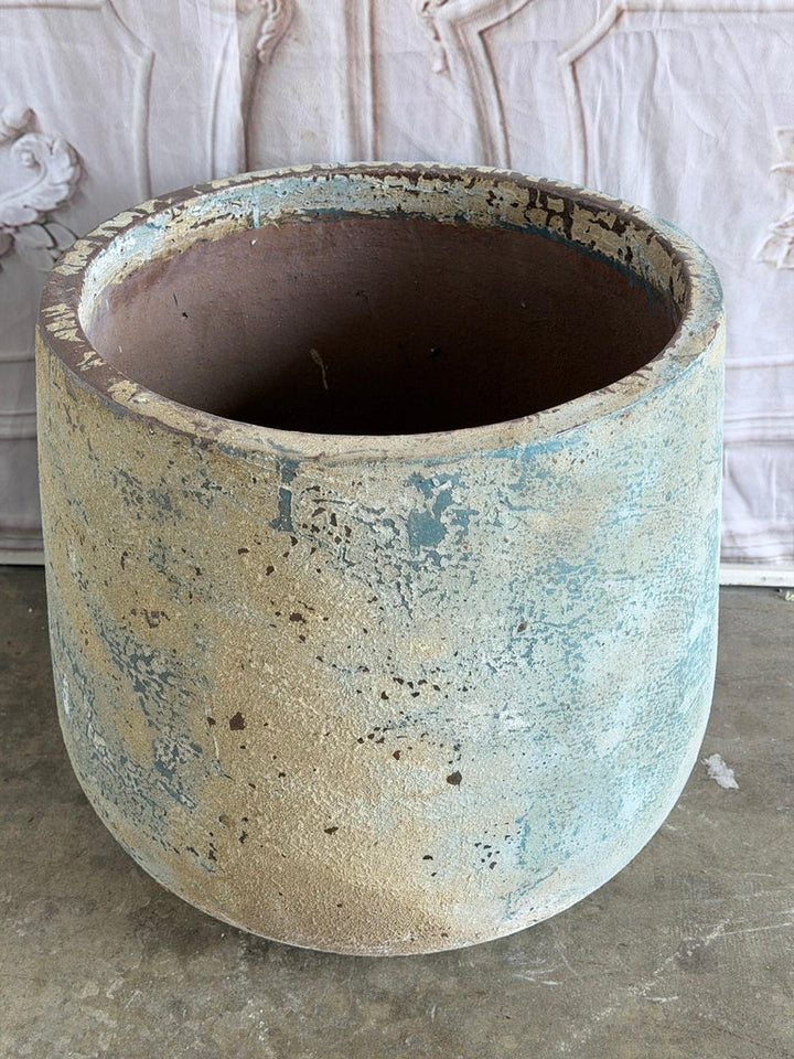 20th Century French Reconstituted Stone Garden Urn with Verdigris Patina