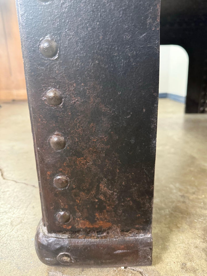 Industrial Riveted Iron Coffee Table from WWII-Era Military Tanks, 1940s