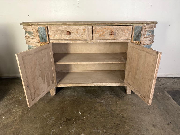 Italian Painted Carved Wood Credenza w/ Wreathes