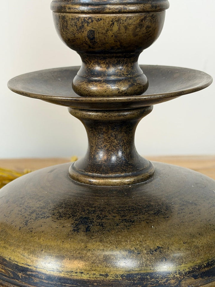 Pair of English Brass Table Lamps - Lion Paw Feet with Original Shades
