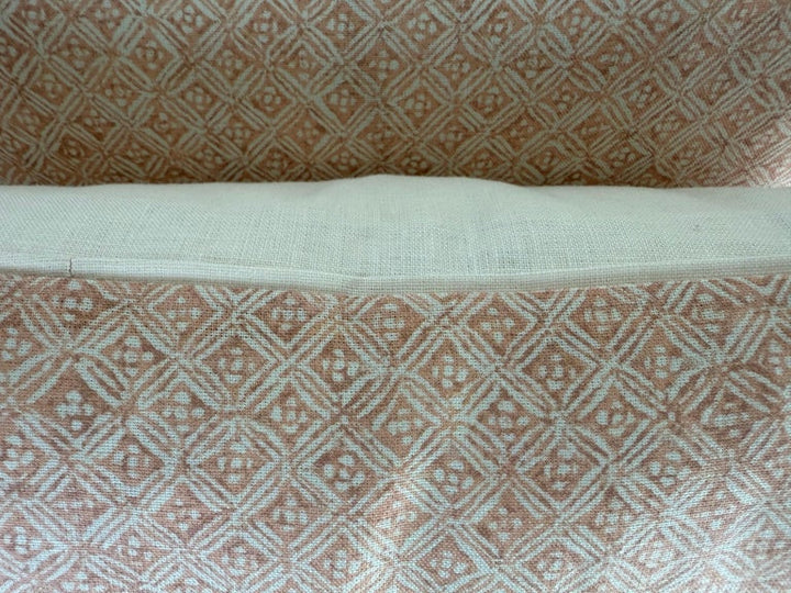 Pair of Custom Printed Linen Pillows in Terracotta and Ivory