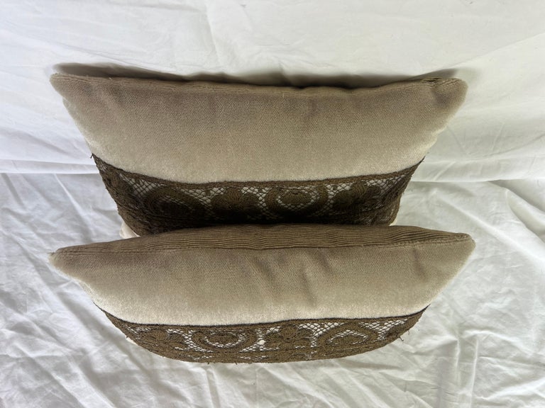 Pair of Metallic Lace & Velvet Pillows