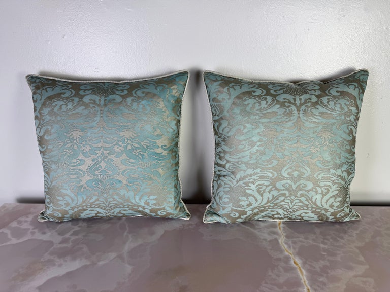 Pair of Aquamarine Fortuny Pillows