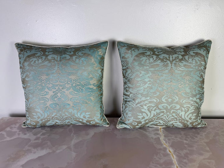 Pair of Aquamarine Fortuny Pillows