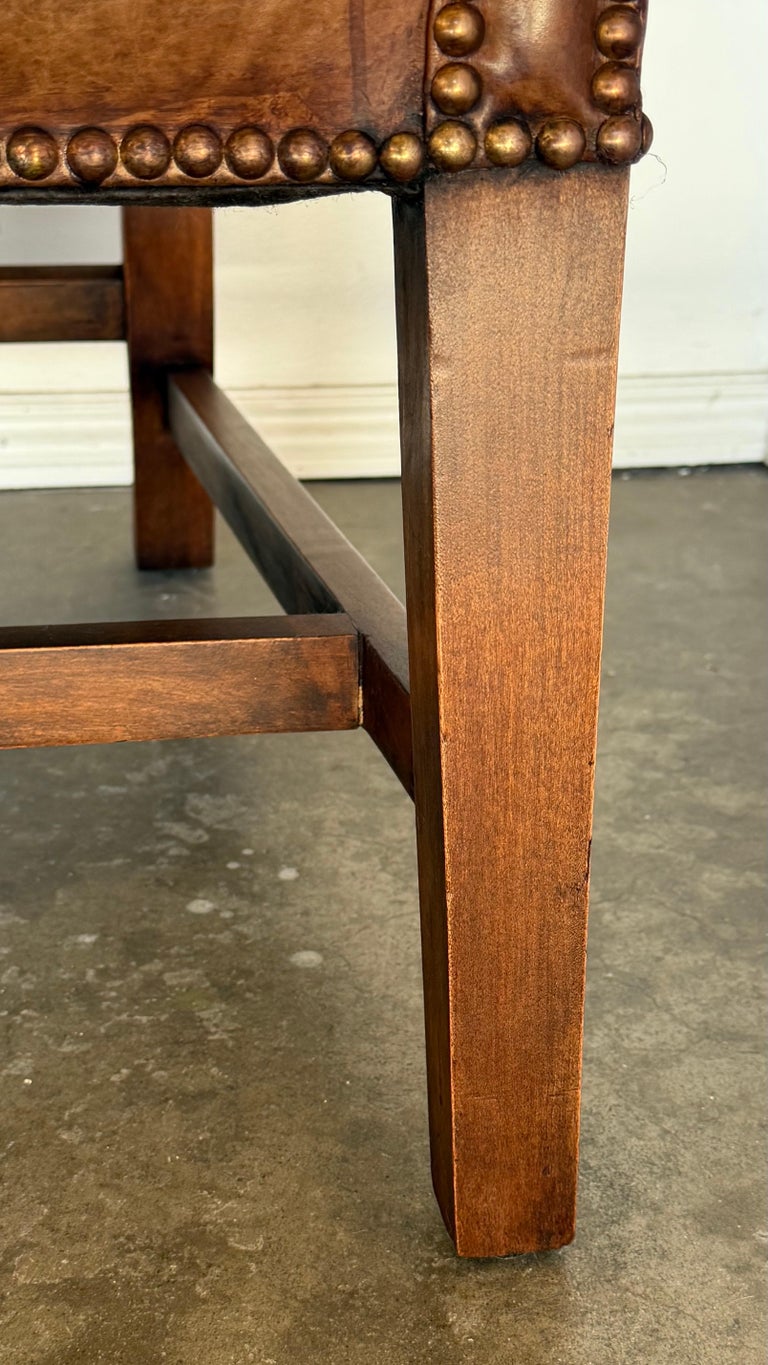 Georgian Wingback Armchairs, Leather Upholstery, Circa 1940s