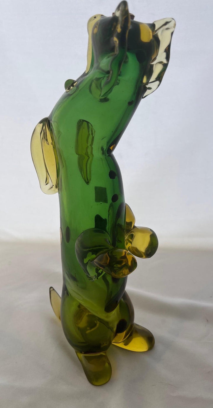 Hand Blown Italian Decanter Depicting A Dog