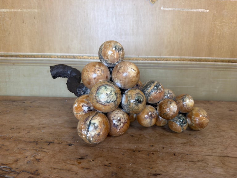 Large Vintage Italian Alabaster Grape Cluster Sculpture