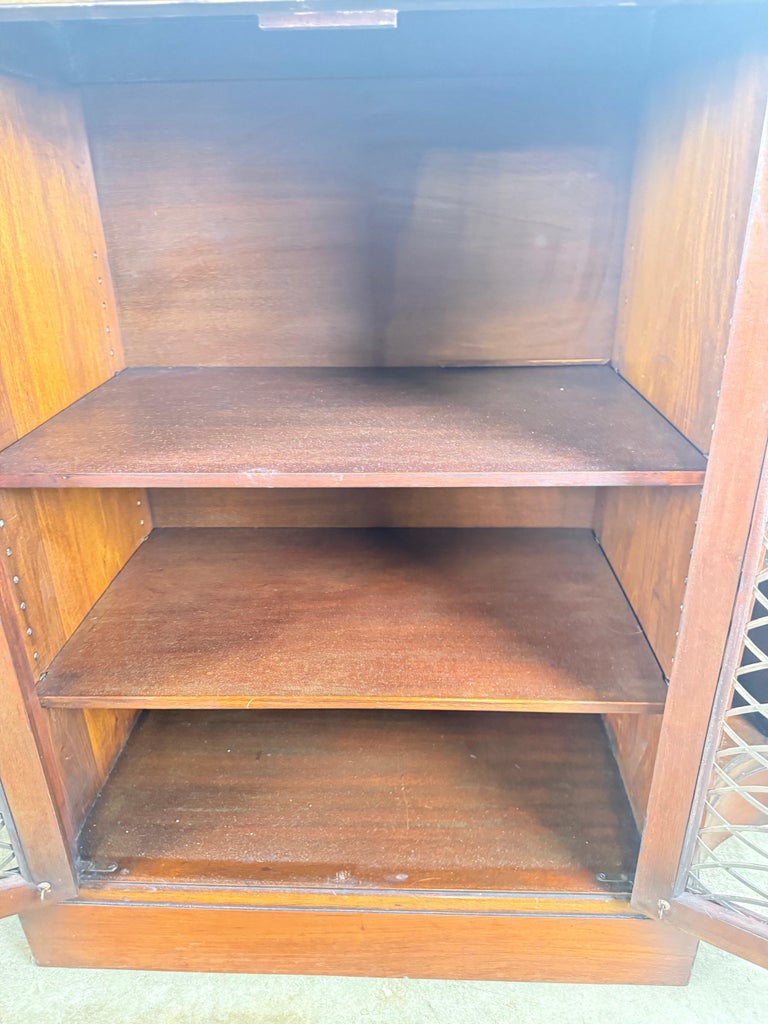 Pair of English Regency–Style Mahogany Bookcases with Brass Detailing