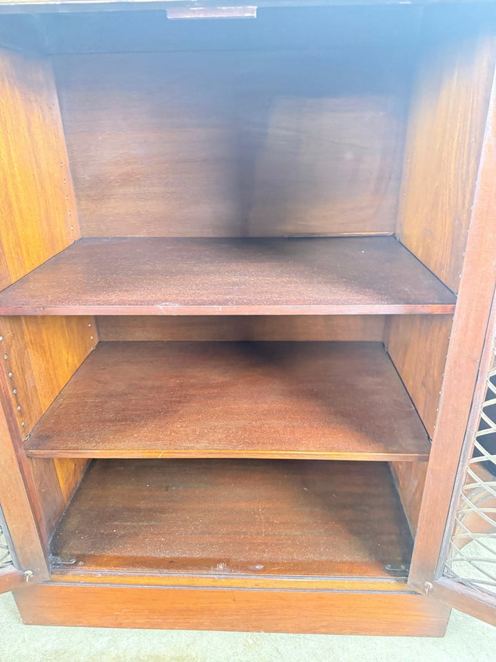 Pair of English Regency–Style Mahogany Bookcases with Brass Detailing