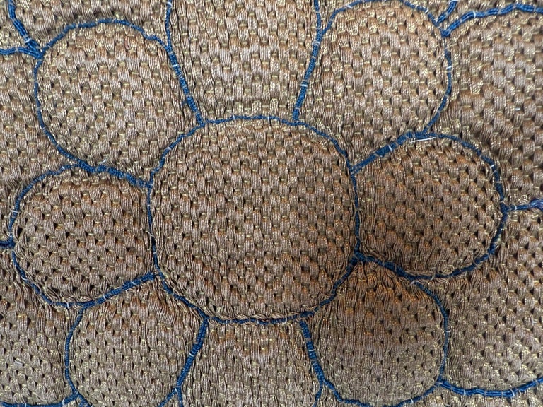 19th C. Metallic Applique Linen Pillow