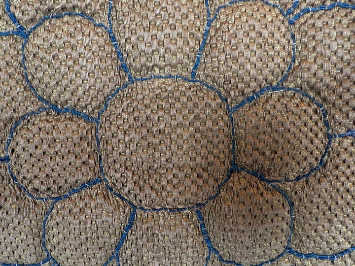 19th C. Metallic Applique Linen Pillow