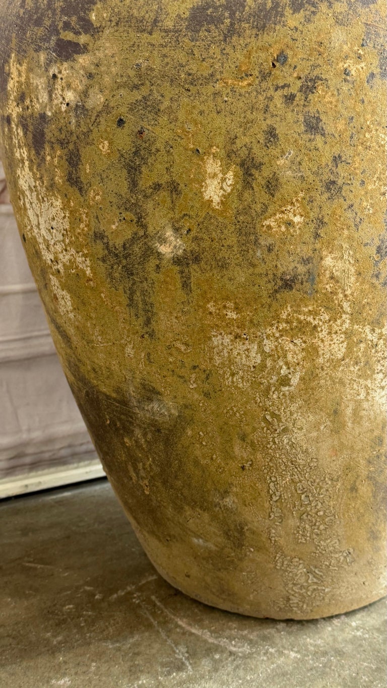 Mediterranean Mustard Colored Olive Jar, Terracotta, Rustic