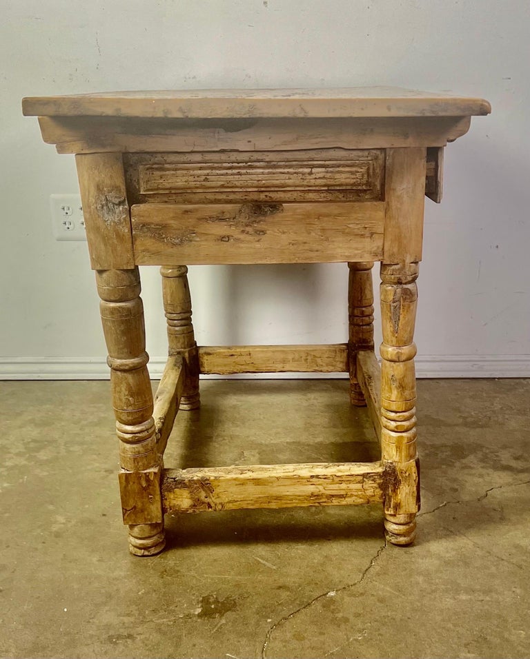 18th Century Bleached Walnut Spanish Colonial Table with Two Drawers